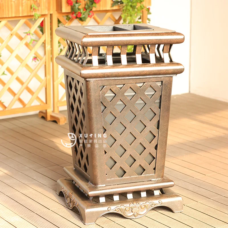 

Outdoor trash can cast aluminum waterproof sunscreen villa terrace swimming pool courtyard scenic spot public place fruit leathe
