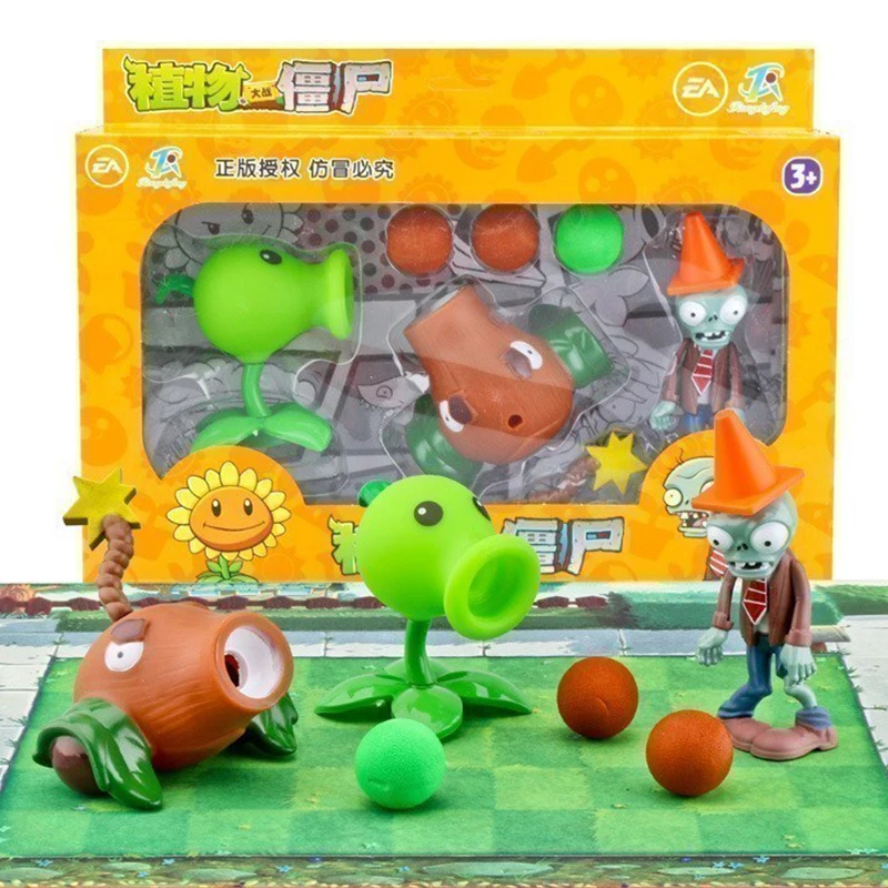 Plants Vs Zombies 2 Cactus Peashooter Coconut Cannon Genuine Toy Set 2 Style Game Figures Soft Silicone Zombie Birthday Gift Boy