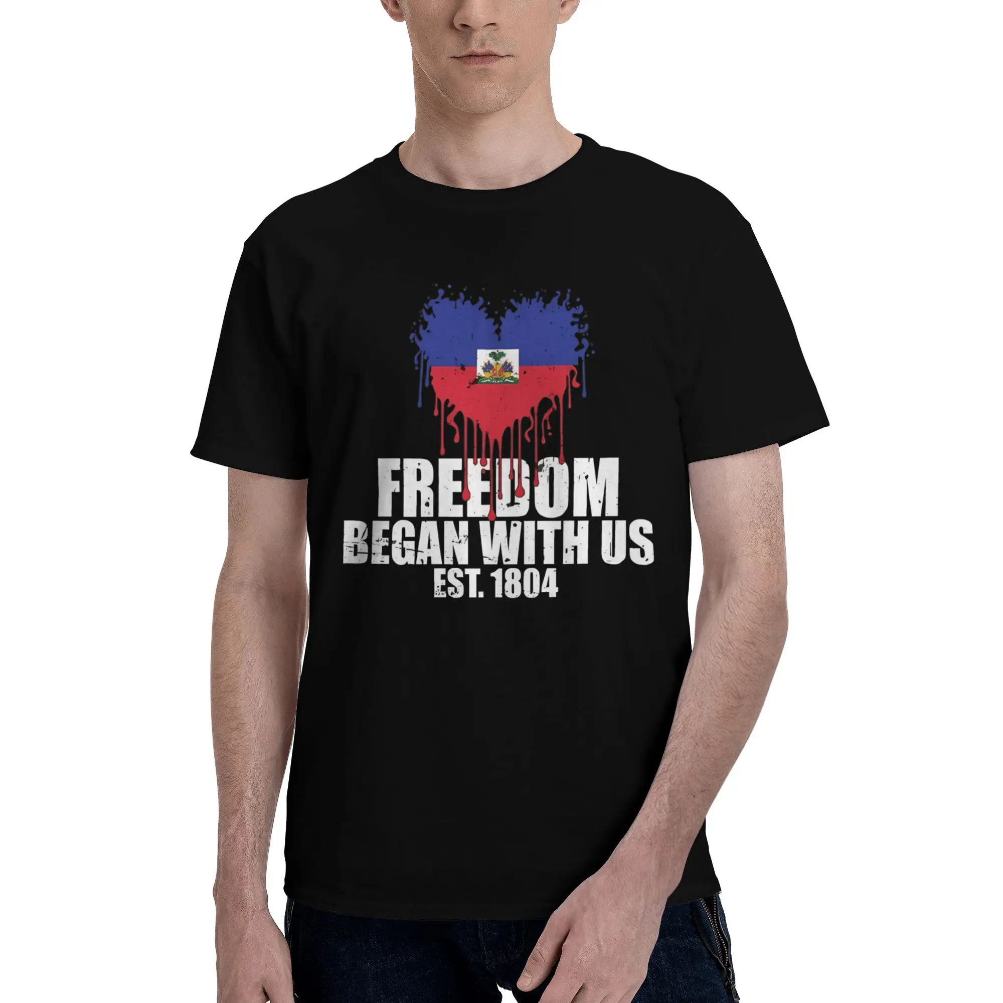 Haiti Flag Printed T Shirt for Men Women  100% Cotton  Tee Shirt Clothes
