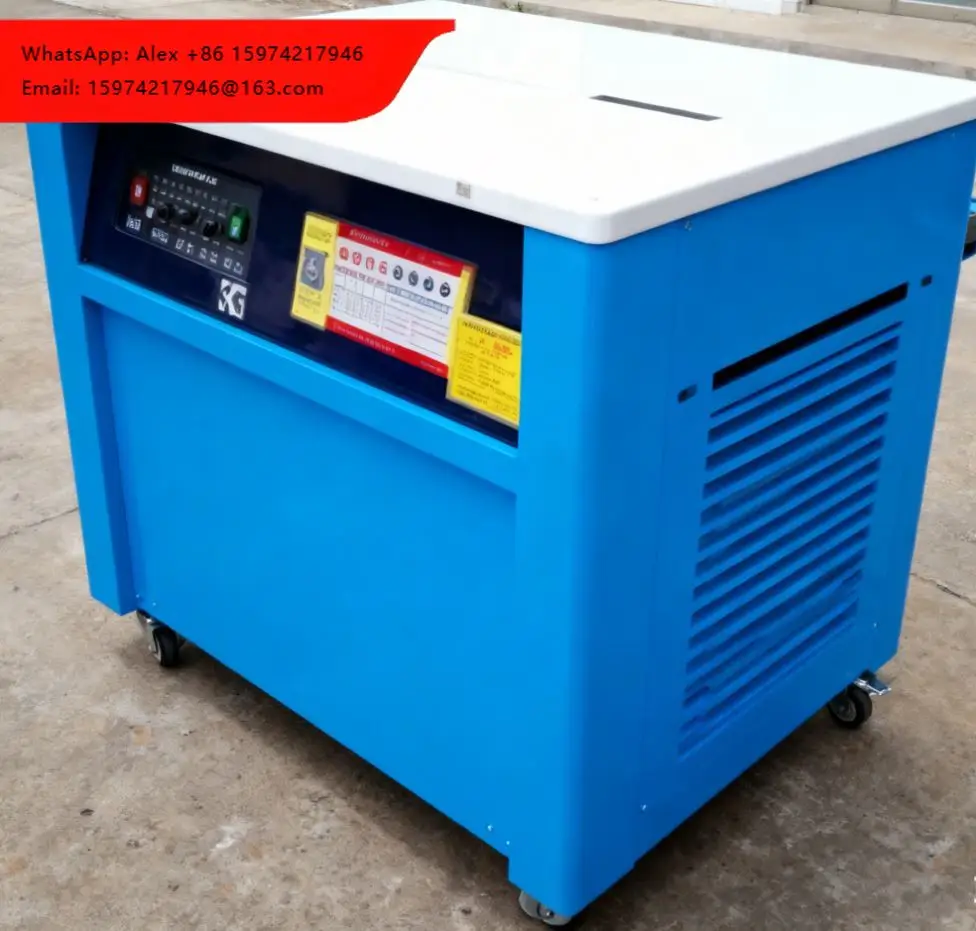 Semi-Automatic Pneumatic Linked Strapping Machine For Food Packaging Metal/Plastic Cartons & Bottles