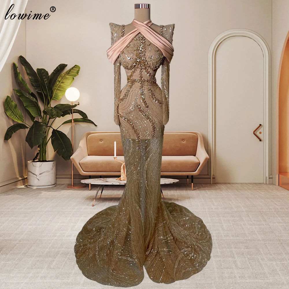 

Vintage Long Sleeves Evening Dresses Mermaid Formal Occasion Gowns Wedding Guests Dresses For Women Robes De Soirée Custom