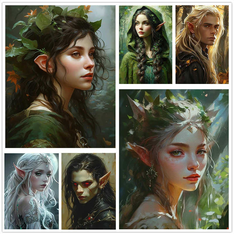 Magic Beautiful Dark Forest Elf Character Poster Canvas Oil Painting Prints Wall Painting Living Room Home Decoration Framele