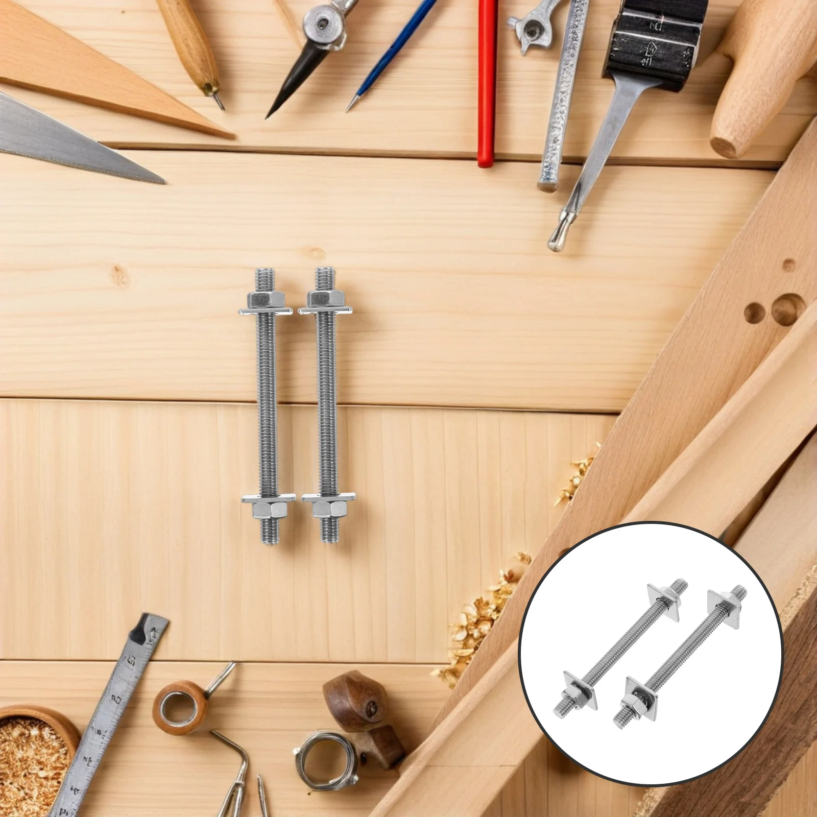 

2 set Stainless Steel Threaded Rod Kit With Nuts Washers For Wall Penetration Heavy Duty Construction Renovation Diy Furniture