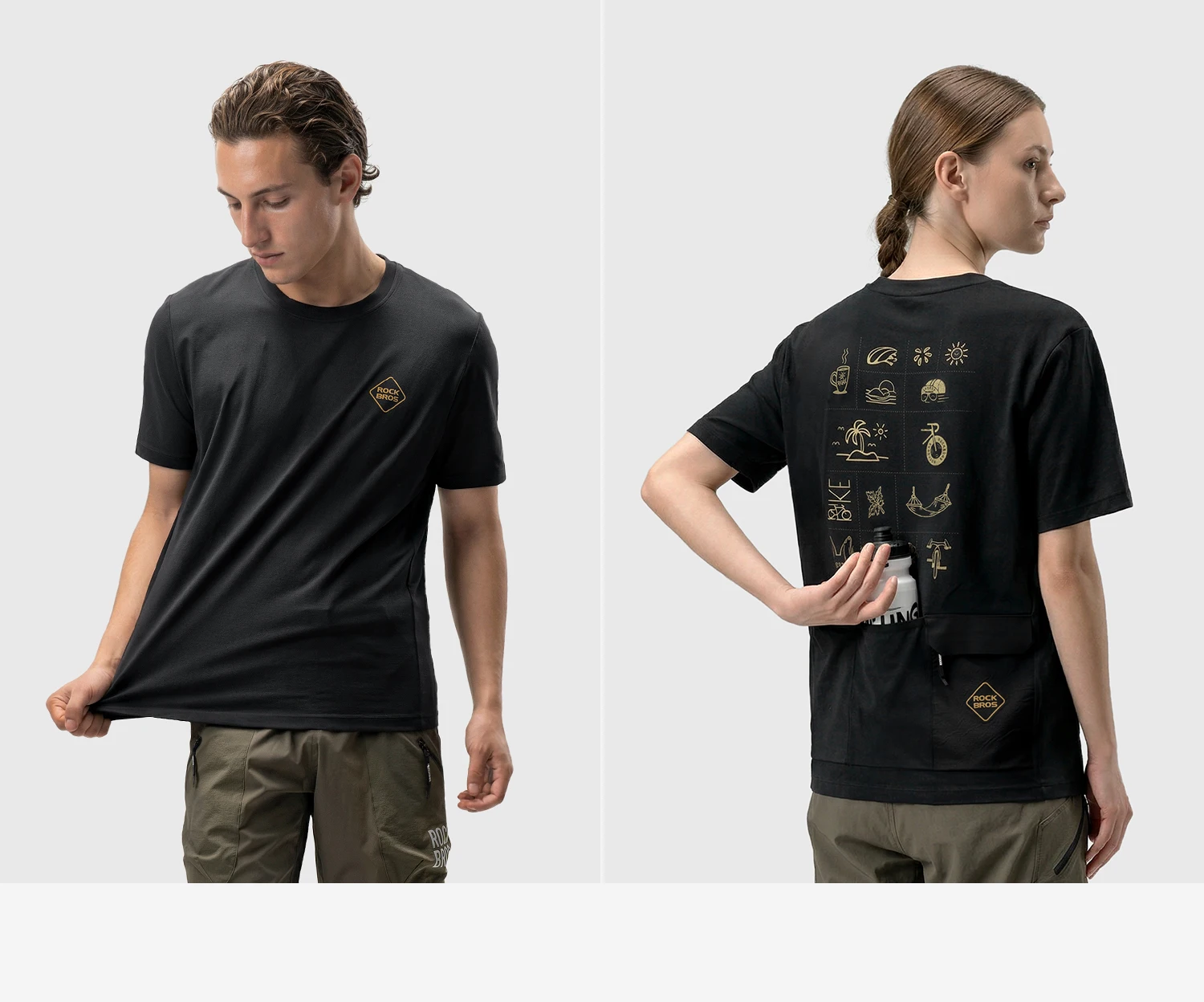 ROCKBROS Sommer-Radtrikot elastisch schnell trocknend atmungsaktiv kurzärmelig T-Shirt für Herren und Damen Fahrradbekleidung alltägliche Freizeitkleidung – Detail 13