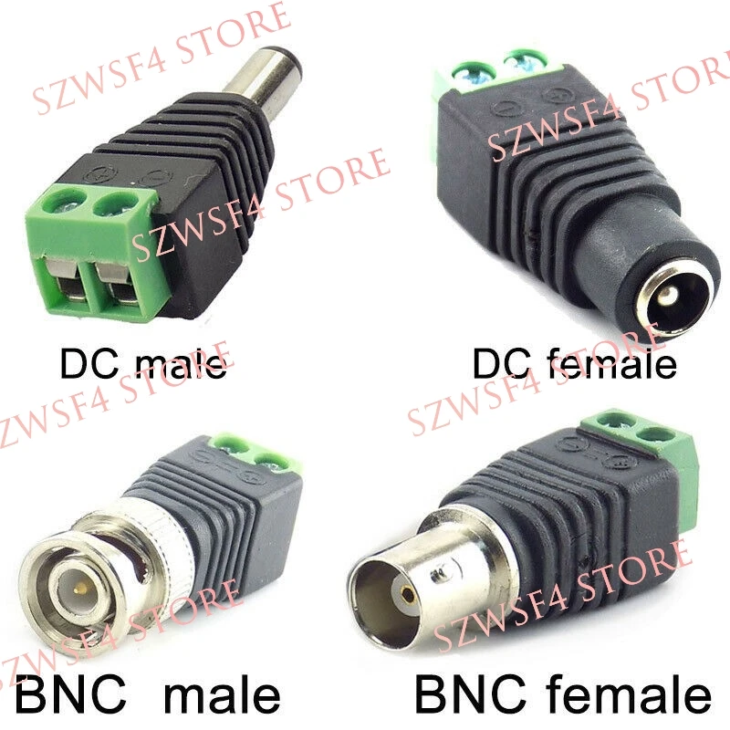 2/5/10pcs 12V DC BNC Male Female Connector Coax CAT5 Video Balun Adapter Plug For Led Strip Lights CCTV Camera Accessories E4