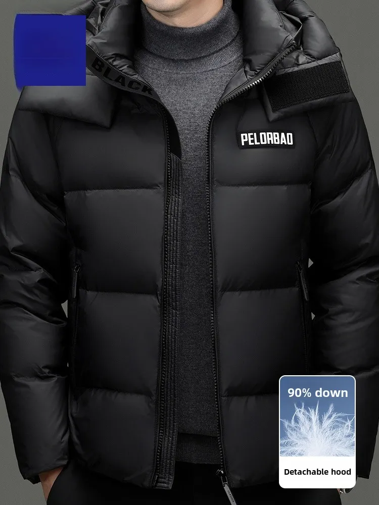 

Lormen Men's Winter Thiened Goose down Jaet Removable Hat Casual Faionable Outdoor Coat Warm Windproof Nylon Fabric