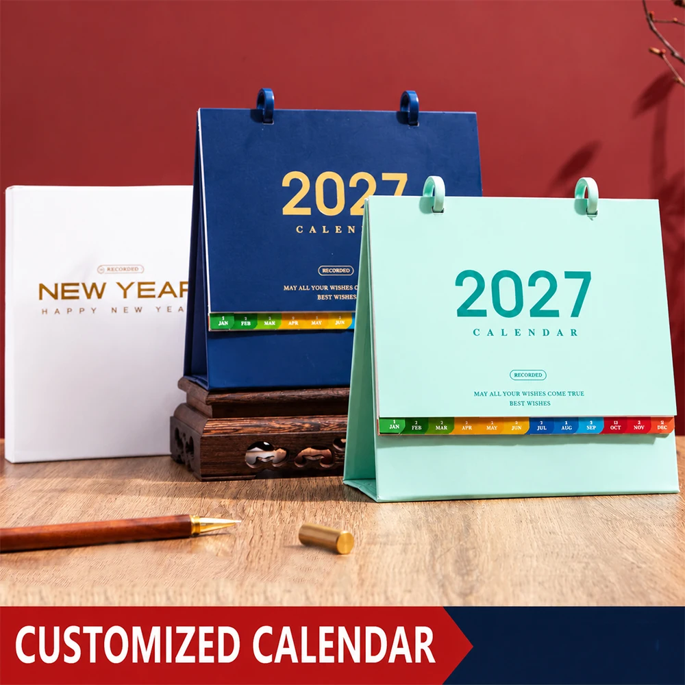 2027 New Minimalist High End Creative Paper Desk Calendar Office Desktop Ornament Monthly for Note Taking and Daily Recording