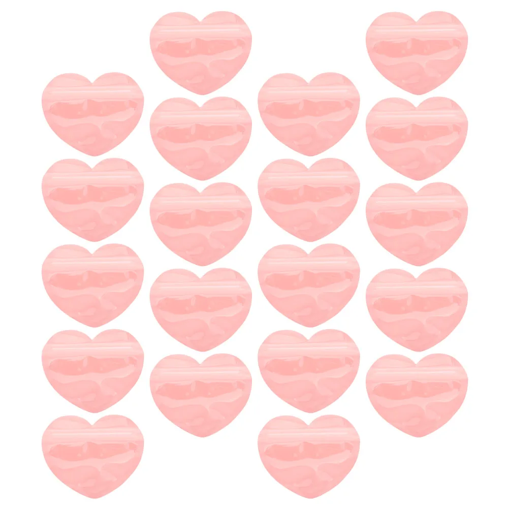 

20 Pcs Heart Shaped Jewelry Bags Small Self Seal Lightweight Plastic Valentine Red Storage For Earrings Necklace