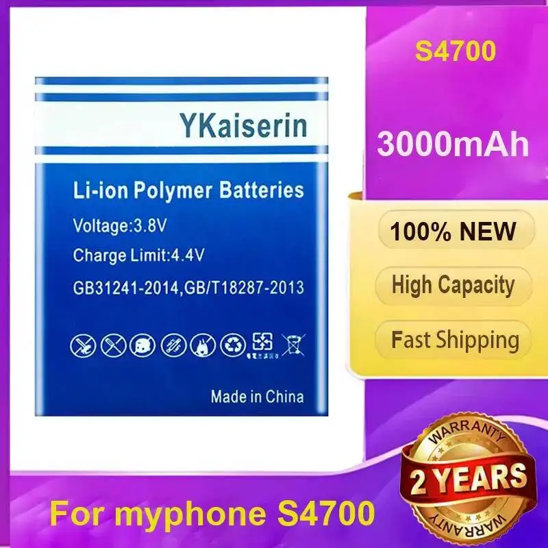 

Высококачественный аккумулятор YKaiserin емкостью 3000 мАч для мобильного телефона Myphone S4700, стабильное питание, высокая совместимость + номер отслеживания
