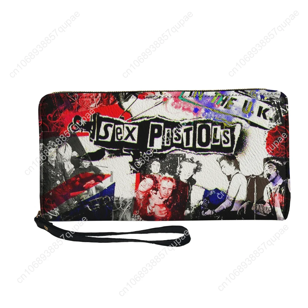 Sex Pistols Rock Band Custom Wallet Purse Mens Womens Teenagers Zipper Long Wallets Double Print  Portable Wallet Gift Bag