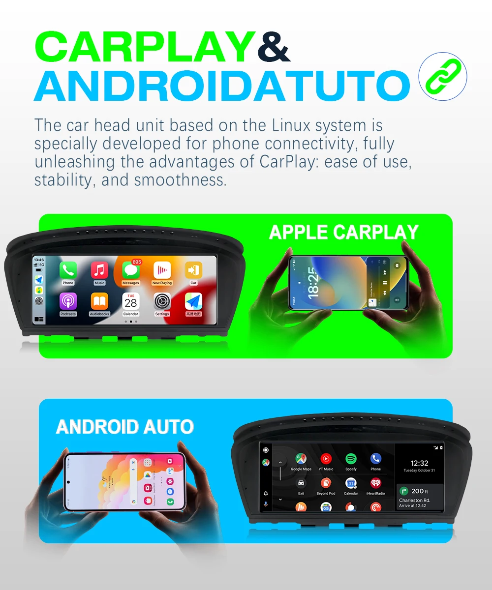 CarPlay Multimedia 8,8' Touchscreen für BMW 3/5er Serie E60 E61 E62 E90 E91 E92 2004-2008 CCC-System Zentralsteuerung Bildschirm DVD-Radio-Player Android Auto Airplay DSP Bluetooth Linux-System – Detail 5