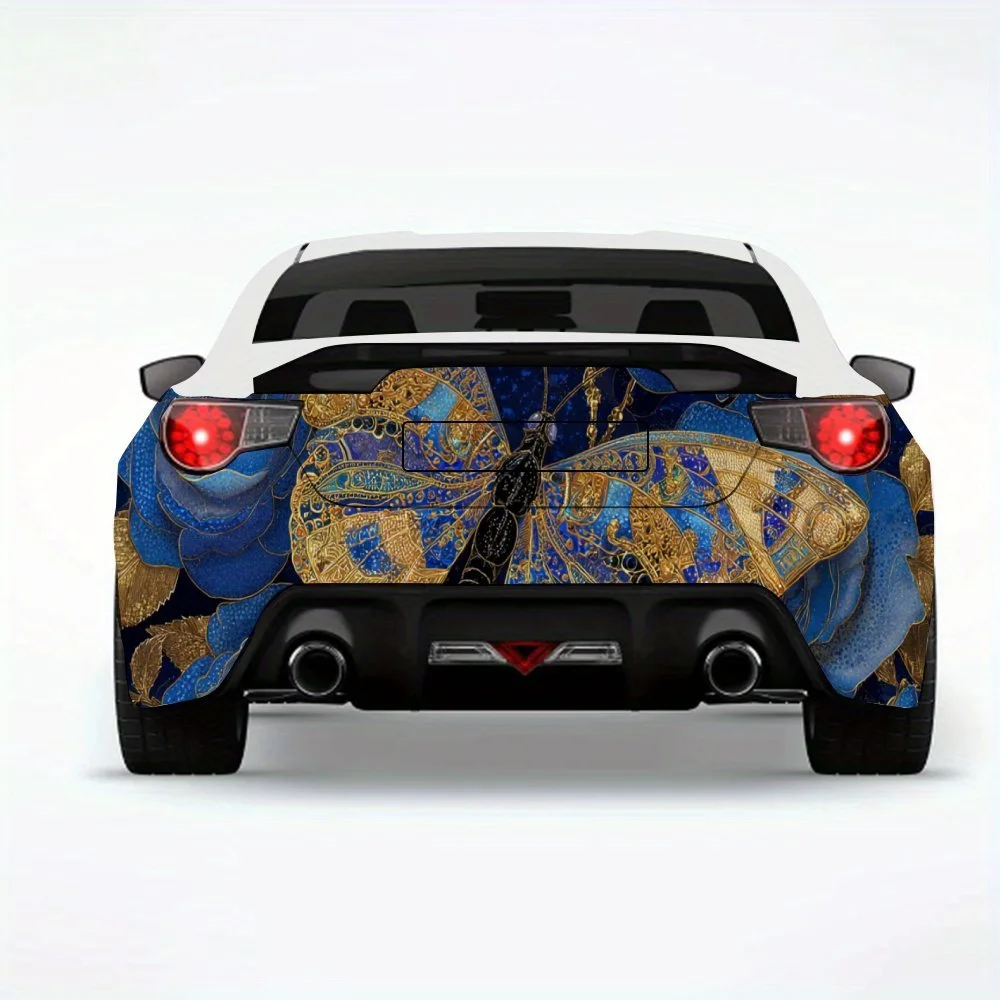 

Butterfly and Blue Roses Car Sticker,Vinyl Decal for Car Rear, Waterproof Self-Adhesive Vinyl Stickers for Vehicle Tail and Bump