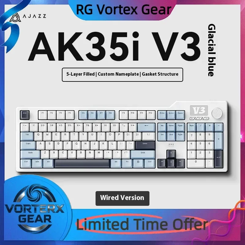 

Vortex Gear Ajazz Ak35i V3 Mechanical Keyboard Wired 104key E-Sports Game Rgb Hot Dip Plug With Tft Color Screen Office Keyboard