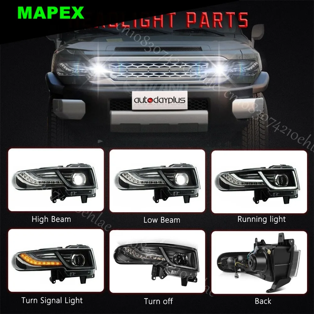 

For Toyota FJ Cruiser Projector Headlights Headlamps With Grille Car Styling Front Center Grill Fits 2007- 2012 2013 2014 2015