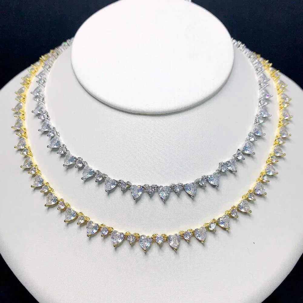 2025 New Iced Out Bling Women Choker Chain Marquise Cubic Zirconia CZ Sparking Tennis Necklace for Women Wedding Engagement