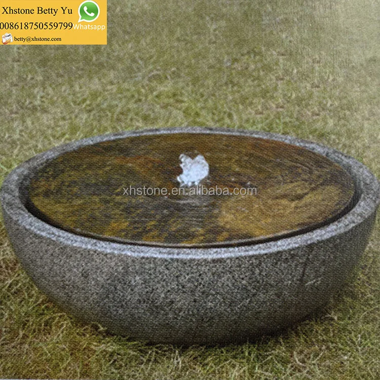 Japanese Hot Sale Natural Granite Stone Carving Garden Outdoor Decorative Round Water Feature Fountain Bowls