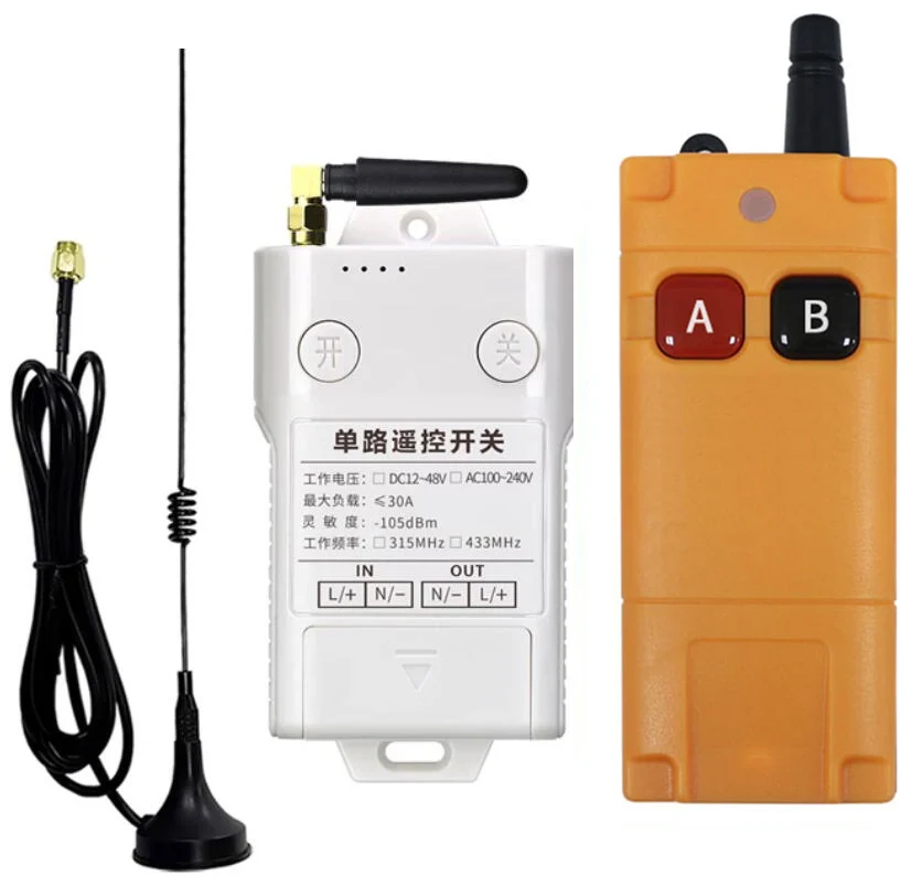 433MHZ Ndustrial DC12V24V 48V 1CH RF Wireless Remote Control Switch Radio Receiver With 20-3000M Long Distance Remote controller