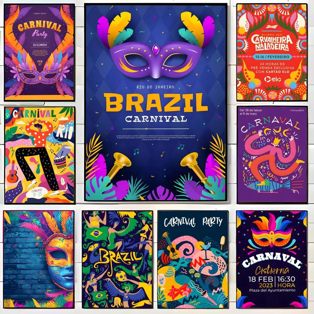 Brazil Carnival Celebration Happy Art Poster Wall Art Print Poster Decorative Mural Home Decor Gift Unframed