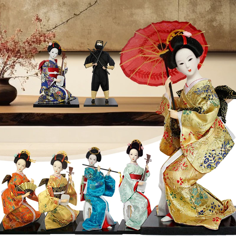 

12 Inch Ethnic Japanese Geisha Dolls Kimono Kabuki Dolls Beautiful Kimono Lady Collection Crafts Home Decor Miniature Figurines