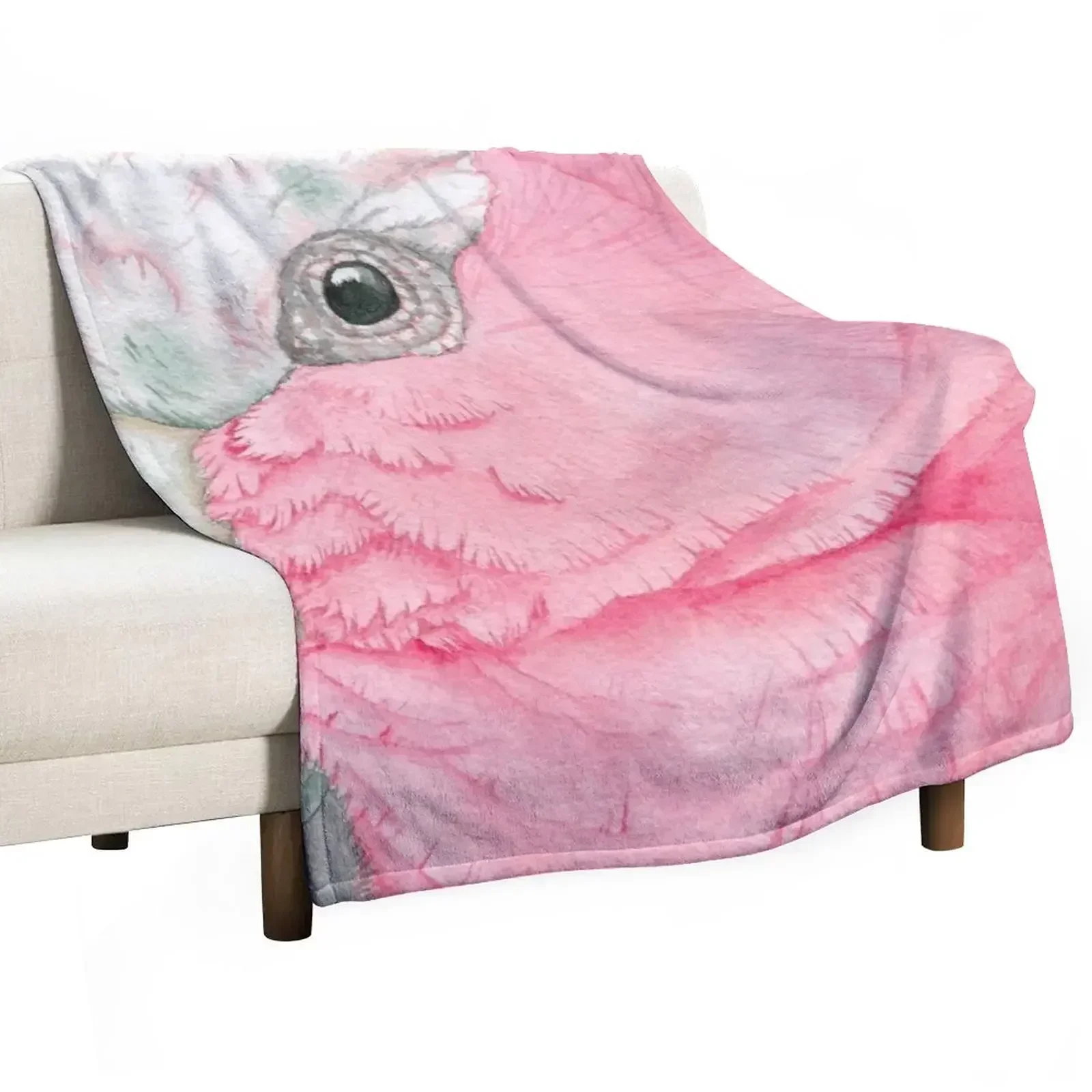 

Watercolor Galah pink cockatoo watercolor portrait Throw Blanket for sofa Luxury St Baby Blankets