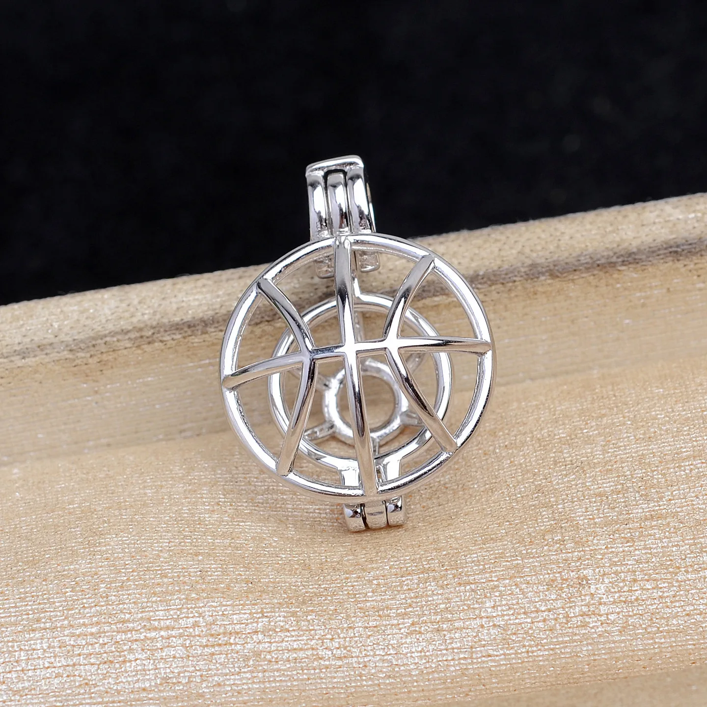 Wholesale Cage 925 Sterling Silver Pendant Mounts Base Findings Settings Mountings Jewelry Fittings for 8-9mm Pearls 3pcs/lot