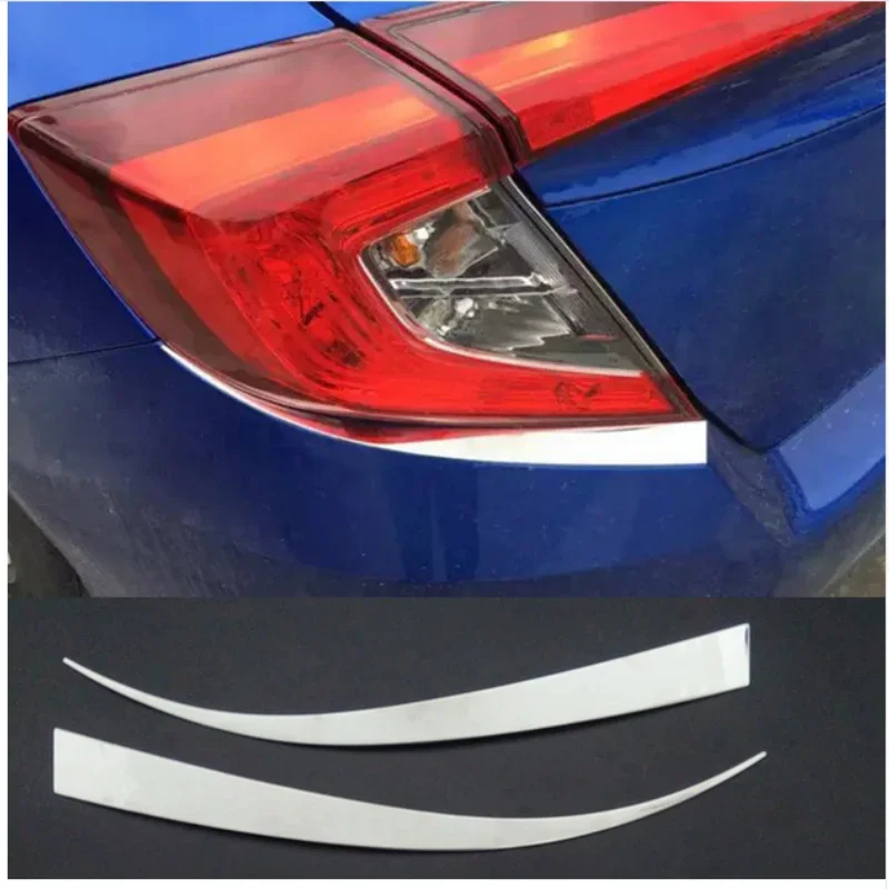 

FIT FOR HONDA CIVIC 2016 2017 CHROME REAR TAIL LIGHT LAMP GATE TRIM COVER EYELID EYEBROW LID GARNISH BEZEL MOLDING STYLING 2pcs