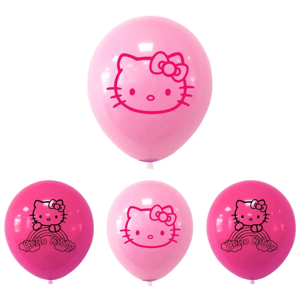 10pcs Cartoon Hello Kitty 12Inch Pink Latex Balloons Set Wedding Children Birthday Party Decoration Girl Baby Shower Globos Toys