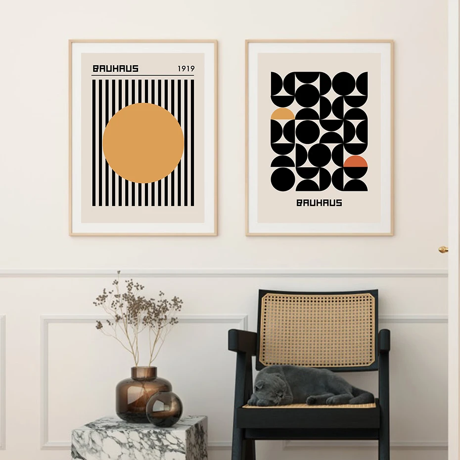 Bauhaus Geometric Abstract Minimalist Mid Century Modern Posters Canvas Painting Wall Art Print Pictures Living Room Home Decor