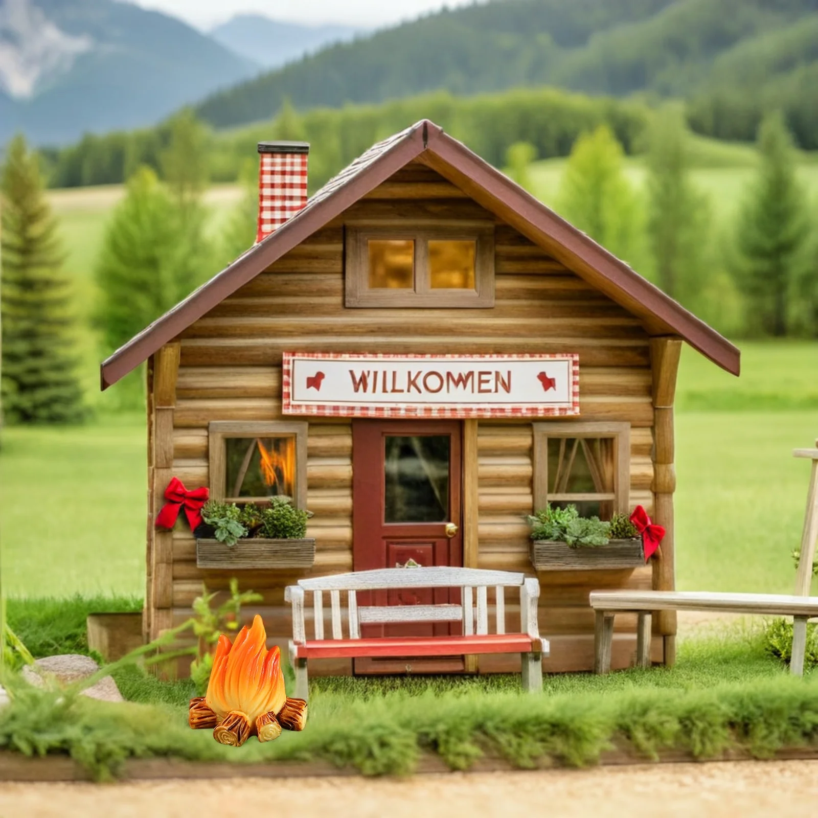 

Resin Miniature Camp Fire Decoration Fake Fireplace Flames Durable Sturdy For Camping Party Birthday Christmas Decorations Fire