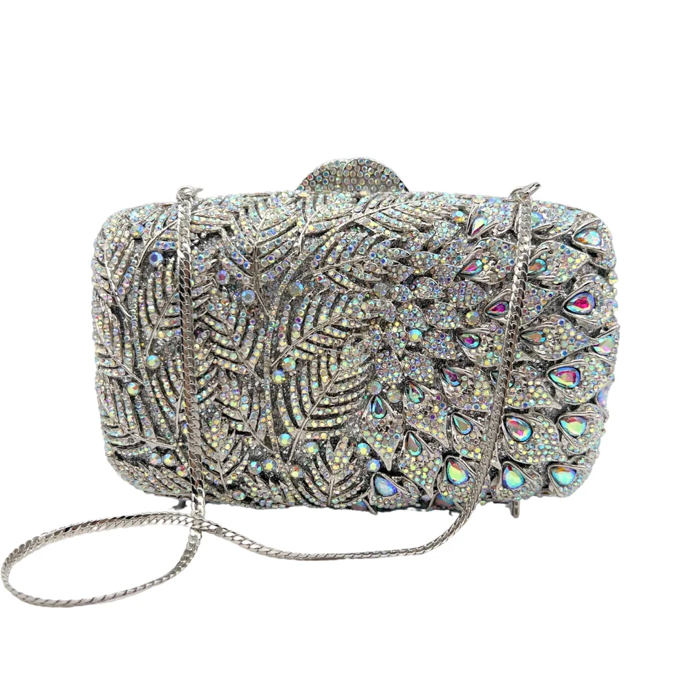 

High Quality Coconut Tree Shaped Hollow Diamond Wedding Dinner Party Ladies Diamond Evening Bag