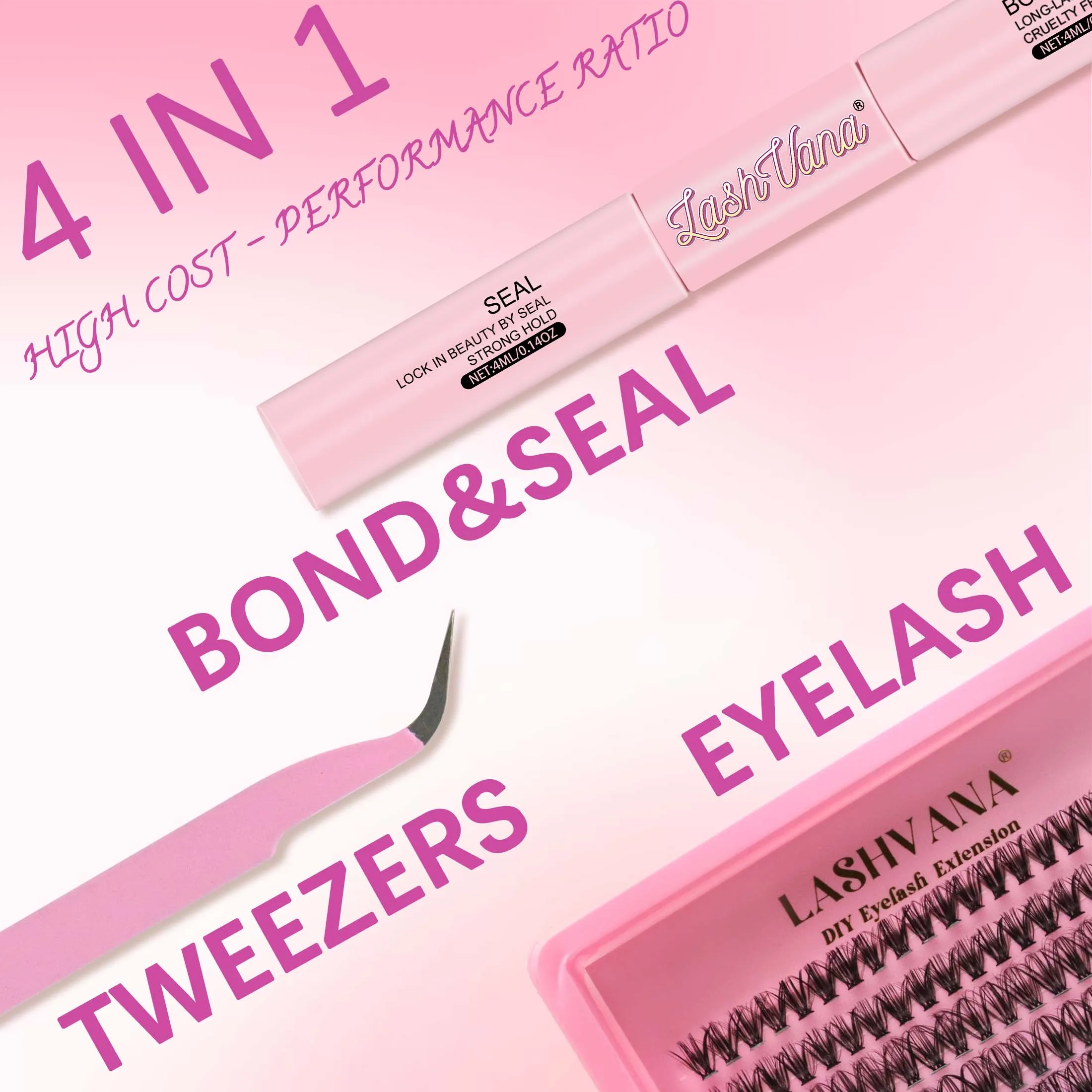 DIY 속눈썹 클러스터 키트 30D 방수 강력 고정 DIY 속눈썹 연장 키트 속눈썹 본드 및 실링제 및 속눈썹 족집게 메이크업