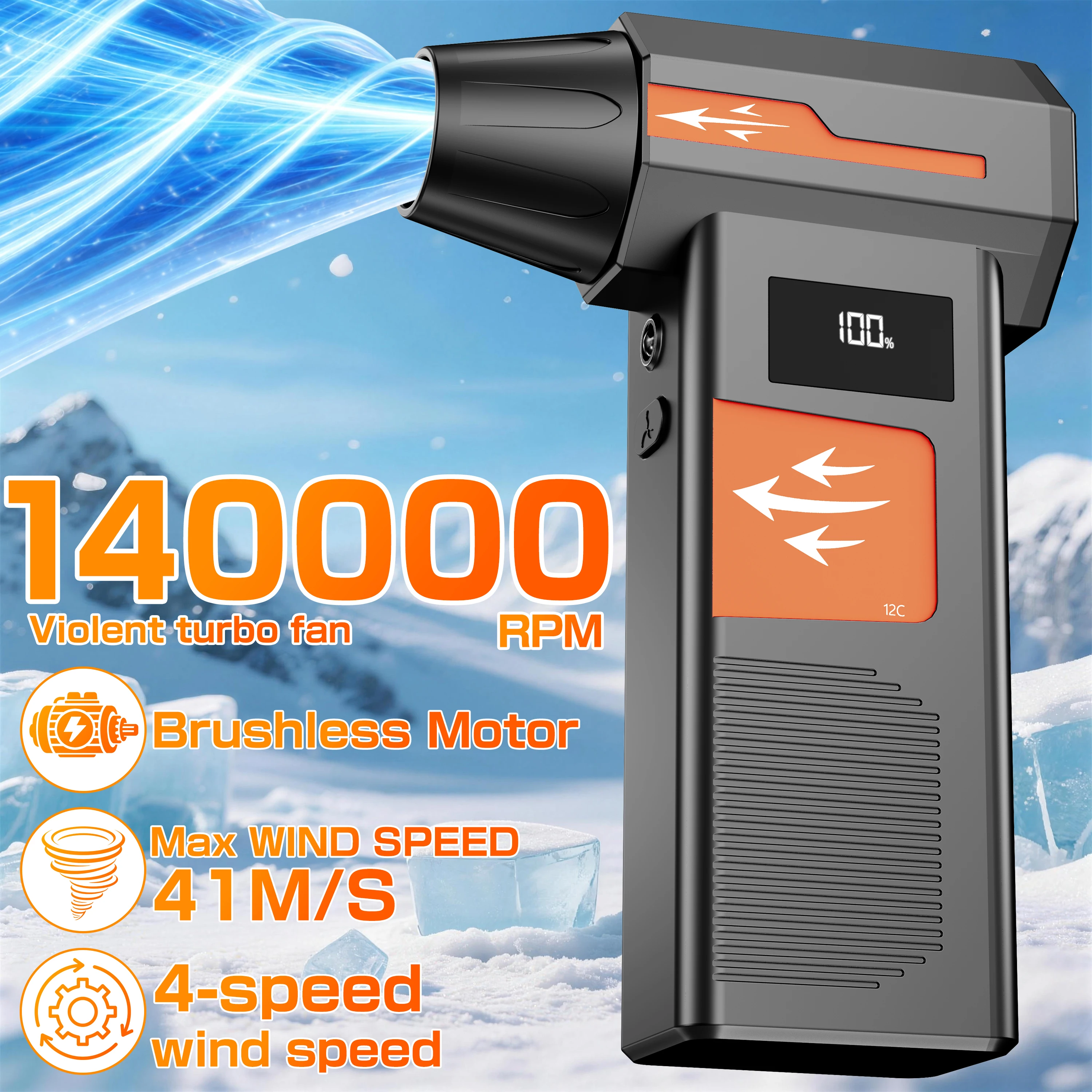 Blow And Suction 2 in 1 Electric Air Duster Cleaning Blowing Tool Turbo Blower Jet Fan Blow Snow 110000RPM With Outlet Nozzles
