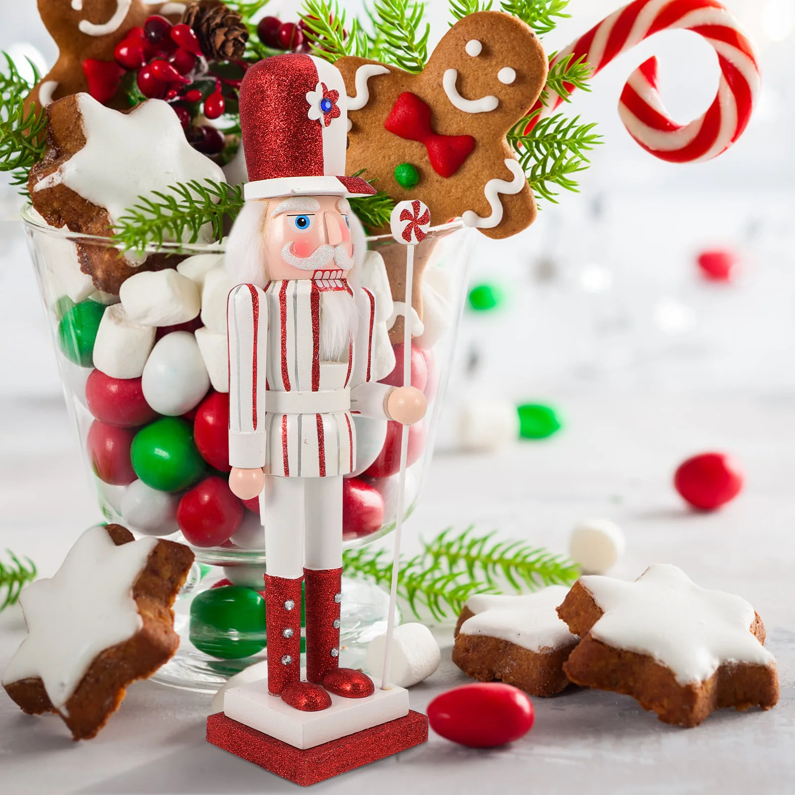 

Xmas Nutcracker Figure Wooden Craft Desktop Decoration Exquisite Walnut Soldier Style Antislid Bottom Home Hotel Room Adornment