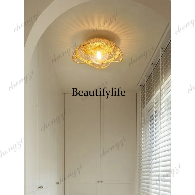 Bamboo woven bamboo art ceiling lamp dining room lamp balcony bedroom corridor aisle handmade porch weaving