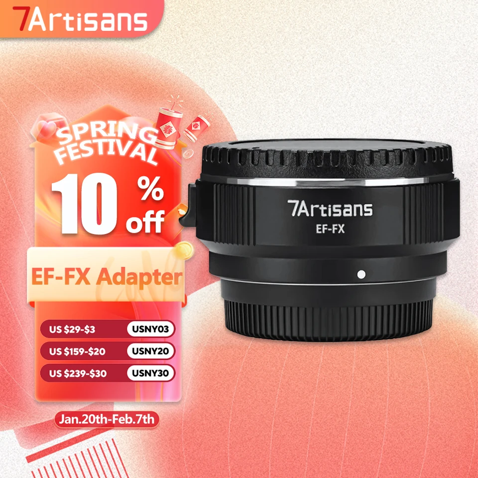 7artisans EF-FX Autofocus Lens Adapter for Camera Photography Accessories for Canon EF to Fujifilm XF Mount XT-100 XT-30 XE4