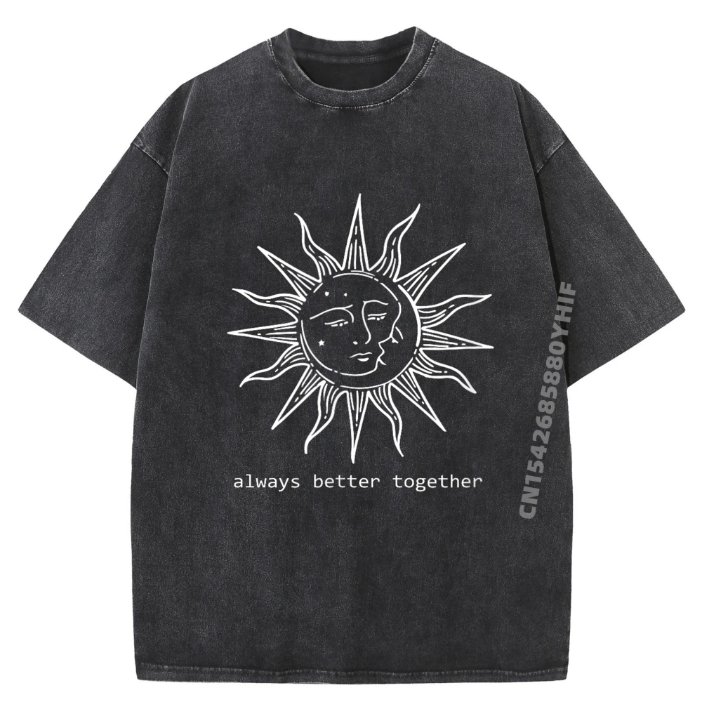 

Sun And Moon Celestial Sunshine Astronomy Lover Shirt Funny T Shirts Homme Vintage Washed Clothes Graphic Tees