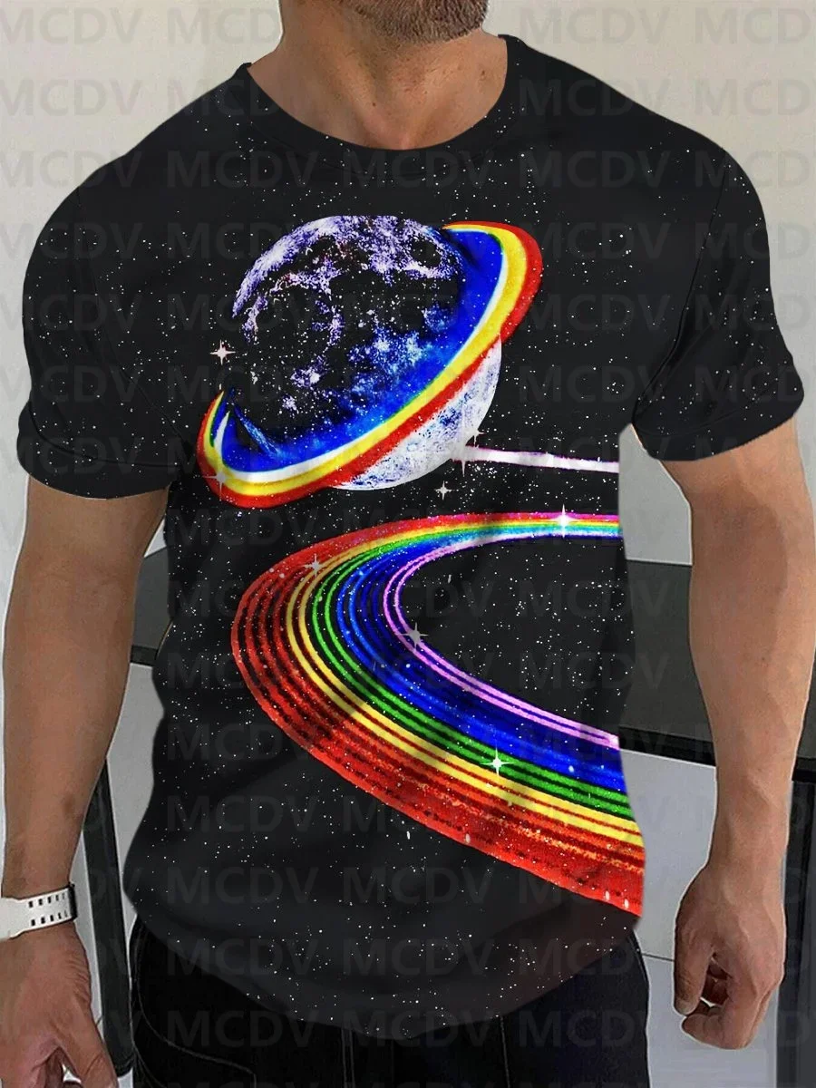 T-shirt męski z krótkim rękawem i nadrukiem Rainbow Holding Hands