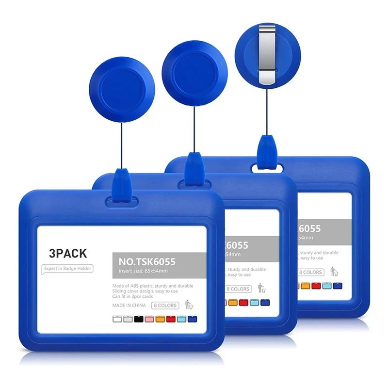 

Держатели для бейджей, пластиковые скользящие держатели для бейджей с выдвижными зажимами для бейджей, 3 горизонтальных пакета