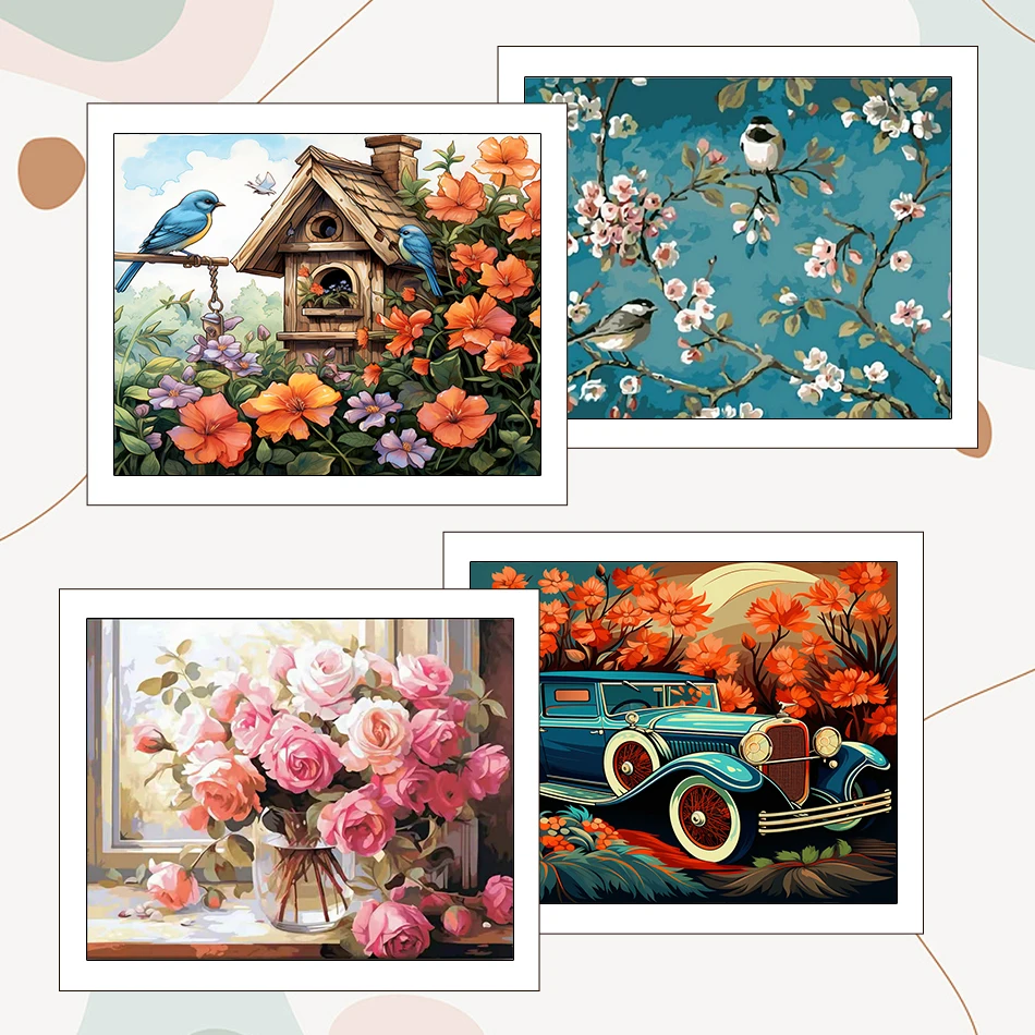

RUOPOTY Painting By Numbers Draw Flowers Drawing 40X50cm Art Supplies Handmade Diy Set Acrylic Handmade Kits Oil Home Decoration