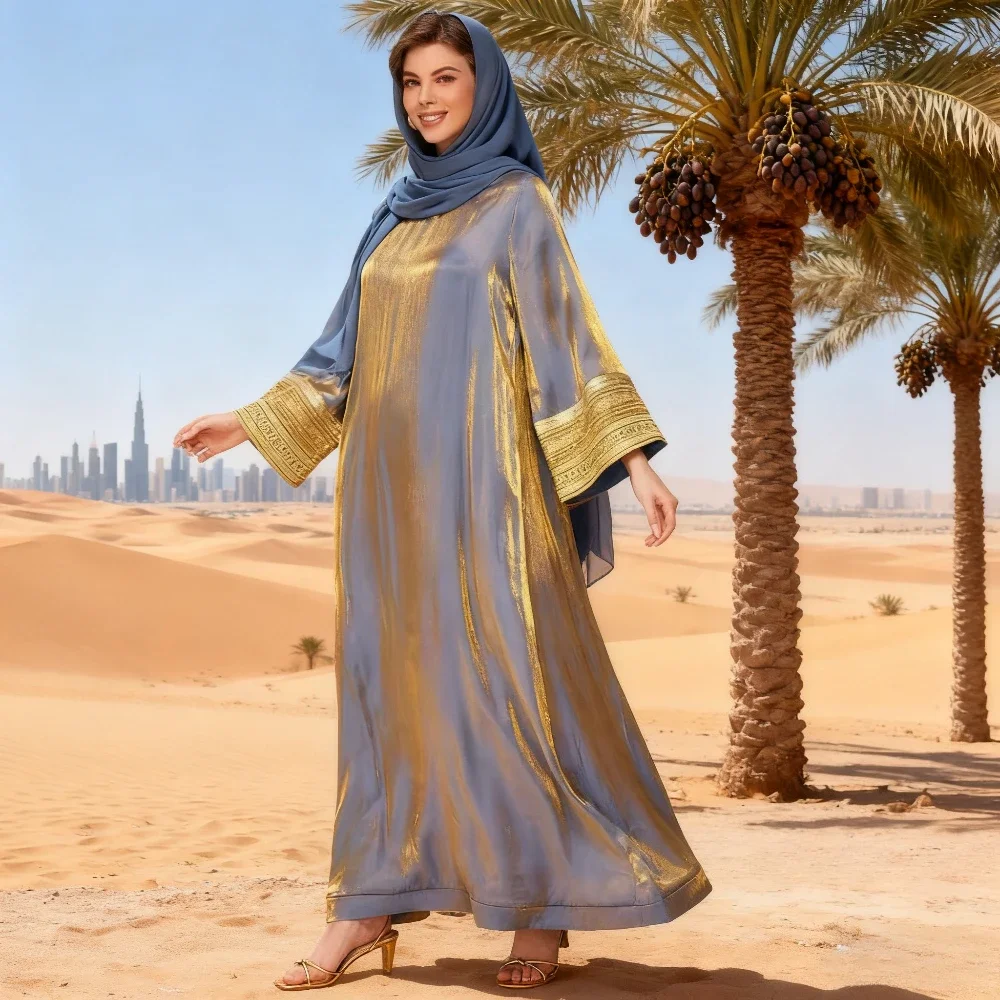 

Женское шелковистое платье Дубай Абая Ид Джалабия Кафтан Халат Рамадан Мусульманский Марокко Дубай Кафтан Vestidos Largos Летние длинные платья