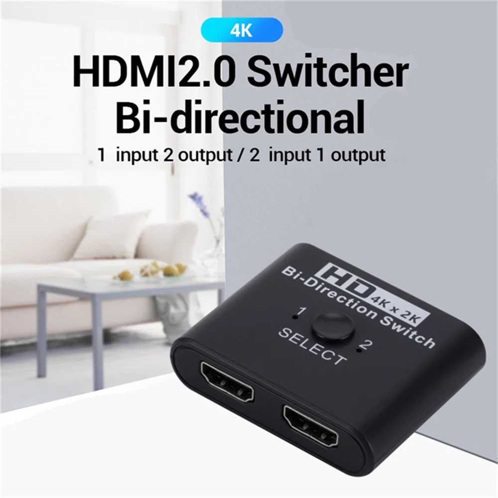 4K 60Hz HDMI Switch 2 Ports 1 in 2/2 in 1 Out Video Splitter For Laptop PC Xbox PS3/4/5 TV Box To Monitor TV Projector Adapter