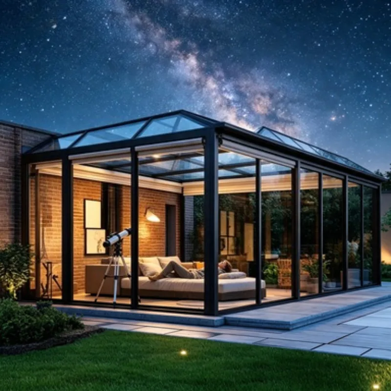 Anti Typhoon Aluminum Sunroom Glass House Outdoor Conservatory Tempered Glass Waterproof Sun Room for Villa Terrace