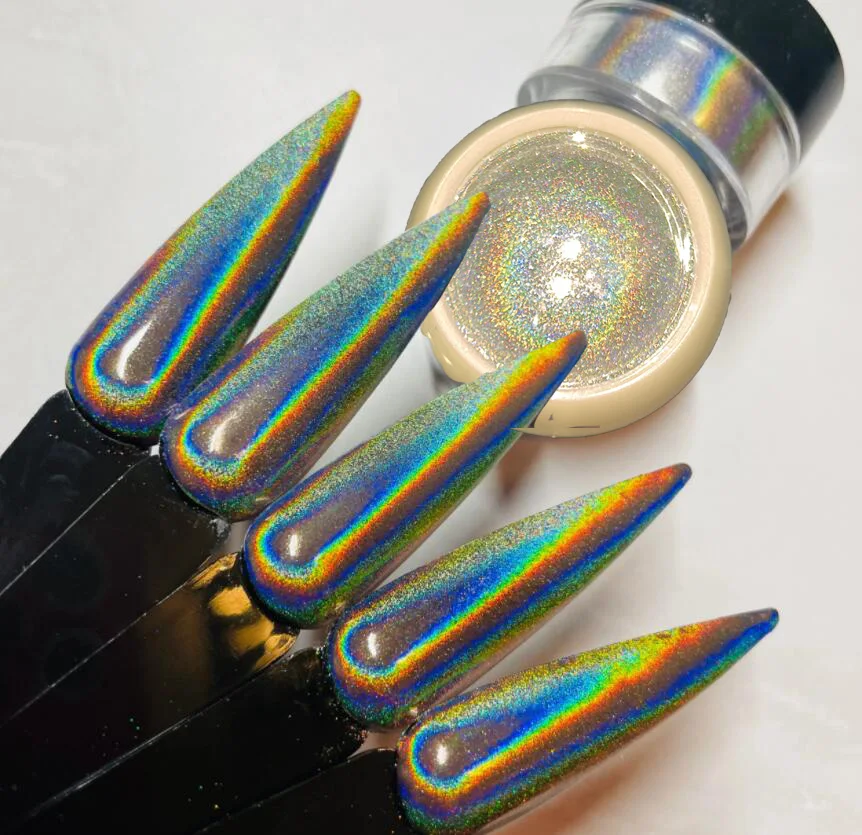 1 tarro de polvo holográfico para uñas, efecto espejo, brillo para uñas, láser cromado, pigmento de Metal iridiscente para uñas, polvo, decoración artística para uñas # *4