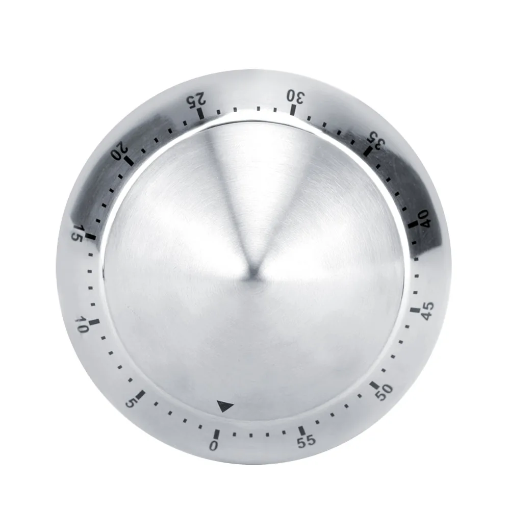 Stainless Steel Mechanical Cooking Timer Silver 60 Minutes Kitchen Timer Ring Alert Rotating Mechanism Count Down Timer