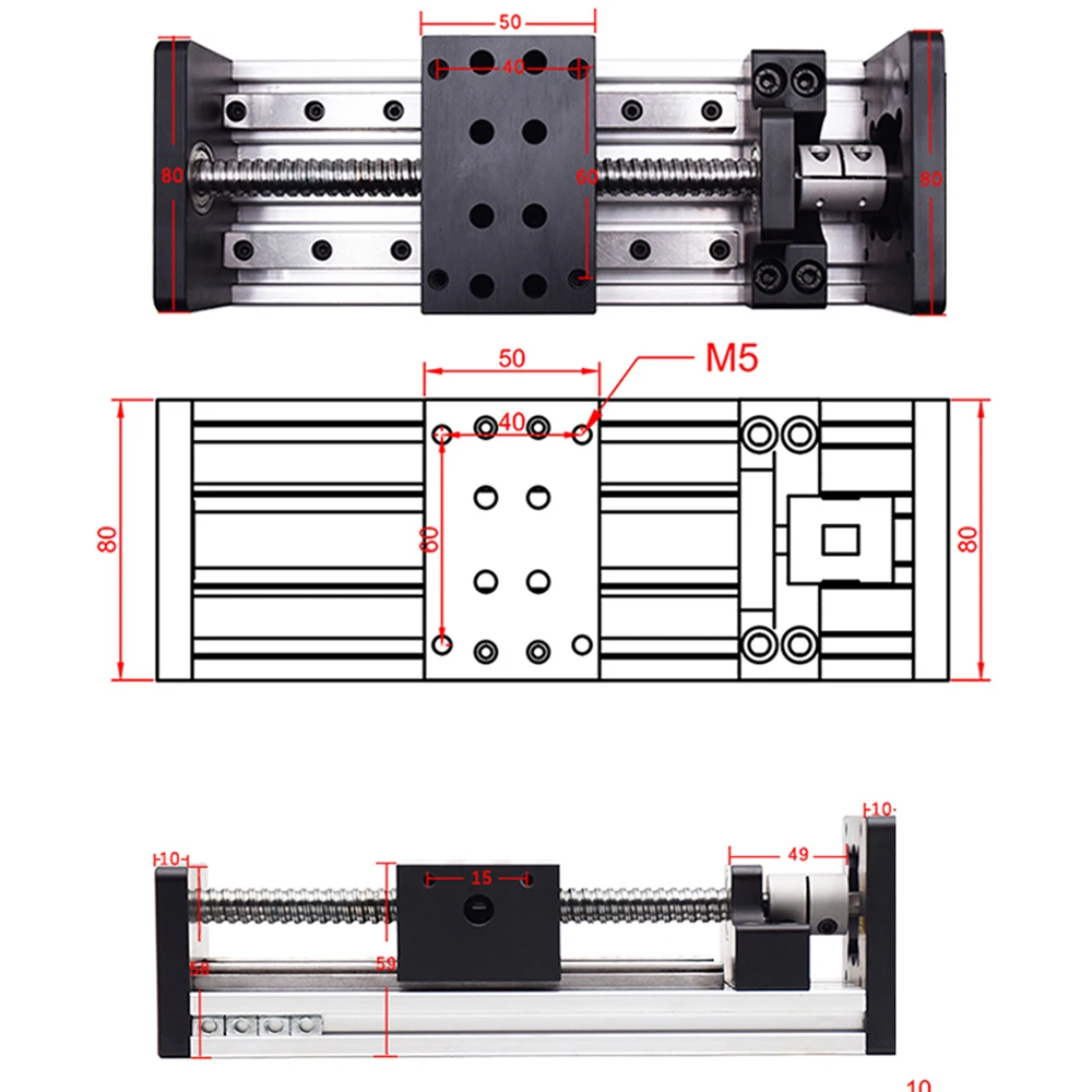 CNC Gantry 3-Axis XYZ Stage Table Ball Screw Linear Guide Rail Robotic Arm Router With Nema23 2Nm Stepper Motor DM556 Drive