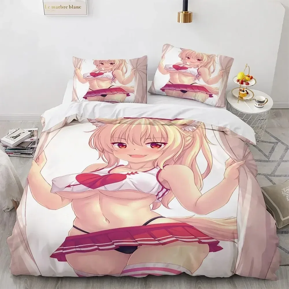 

Kawaii Anime sexy Girl Bedding Set For Bedroom Soft Modern Bedspreads Comefortable Kids Duvet Cover Quilt Cover And Pillowcase