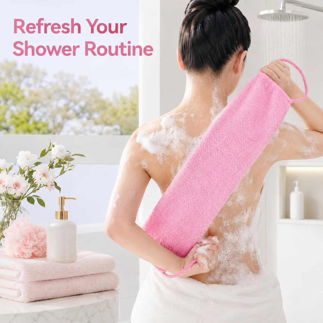 

1/2PCS Drawstring Exfoliating Bath Towel Body Scrubber Washcloth Fit Shower Back Scrub Dead Skin Cleaning Spa Accessories Adult