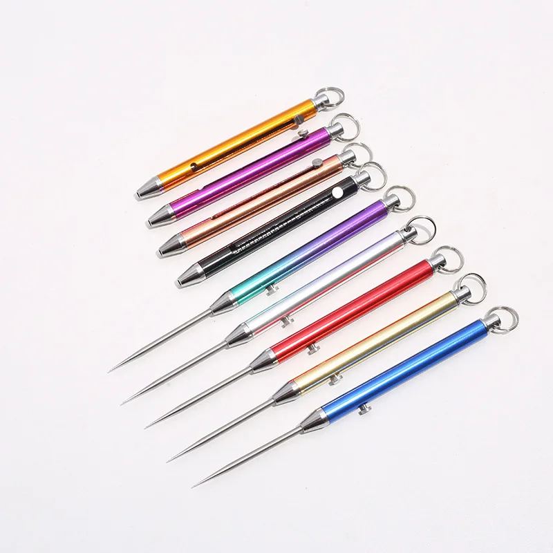 1PC Black Titanium Alloy EDC Telescopic Toothpick Keychain Pendant Gift Fruit Fork Camping Toothpick Holder Unpacking Tool