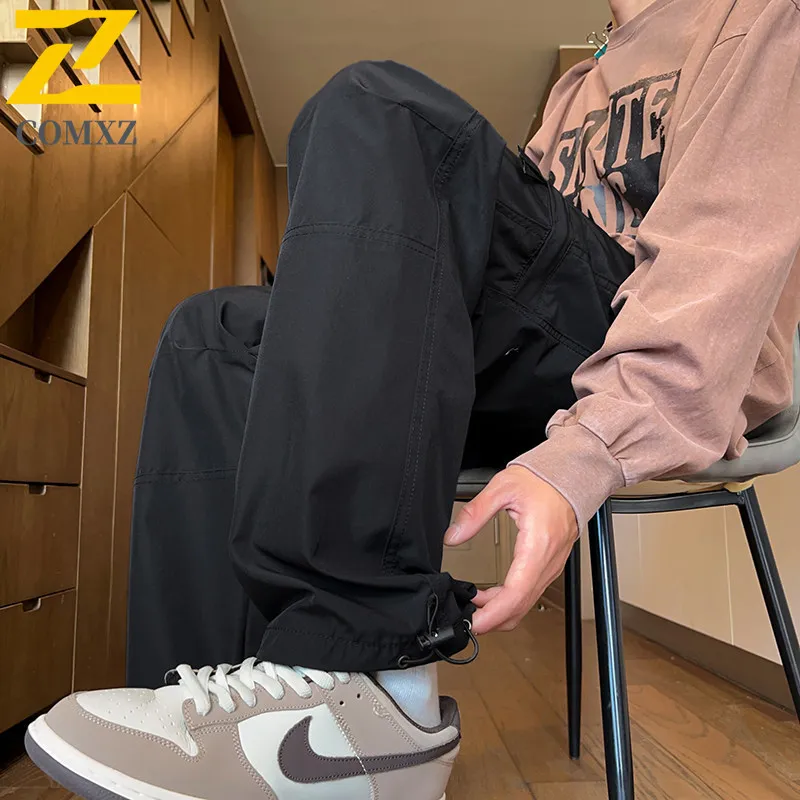 

Male Cargo Pants 2025 New Autumn Trendy Casual Loose Waterproof Trousers Retro Hiking Jogger Urban Style Lightweight Pants
