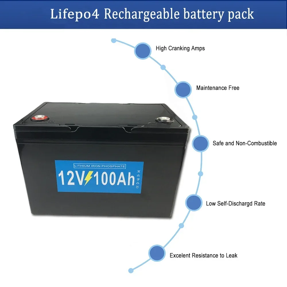 12.8V 100AH LiFePO4 Battery 12V Lithium Iron Phosphate Batteries Cycles inverter Car lighter Universal battery pack